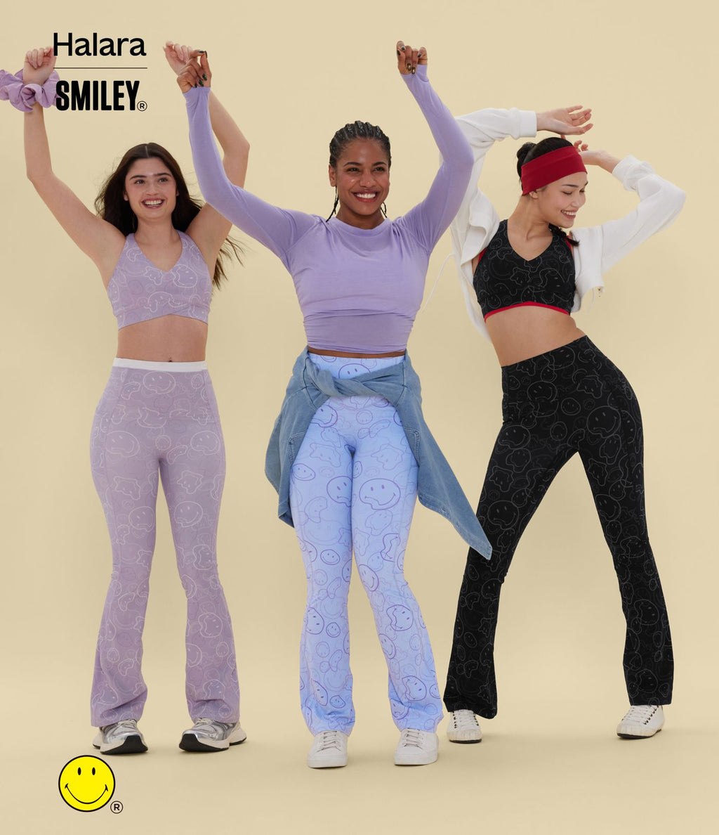 Legging de training bootcut Halara X Smiley® Halara UltraSculpt™ taille haute push-up froncé ventre plat avec poches