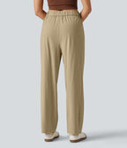 Pantalon décontracté fuselé taille haute en lin stretch avec poches
