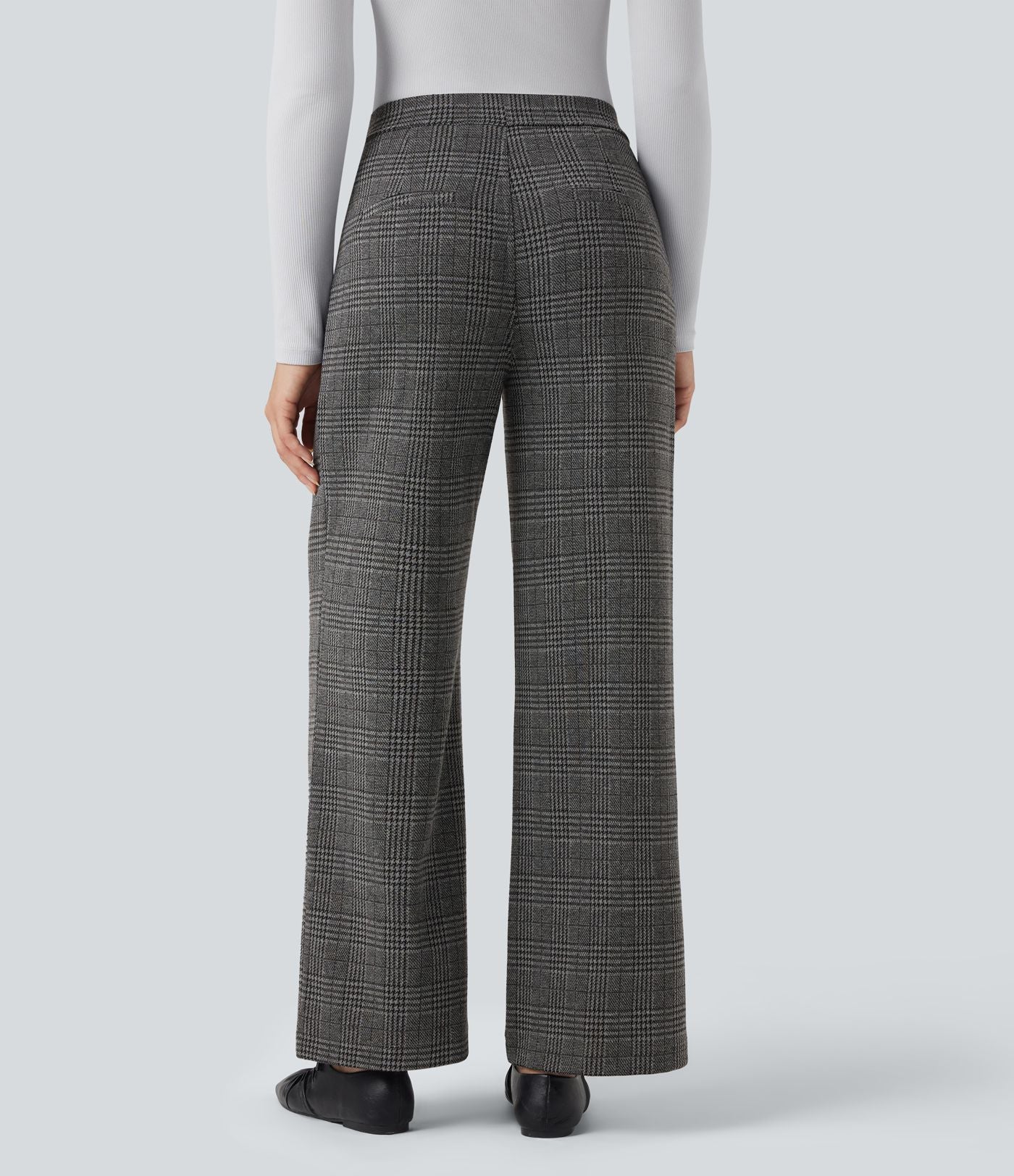 Pantalon tailleur droit Halara Flex™ taille haute pied-de-poule à carreaux avec poches