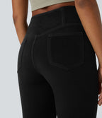 Jean super évasé Halara Flex™ décontracté maille denim extensible délavée effet frais InstantCool taille haute poches croisées