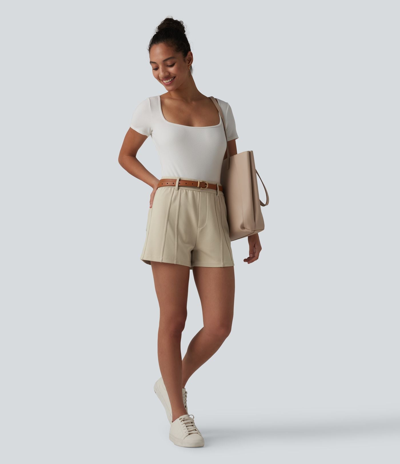 Short tailleur taille haute avec poches