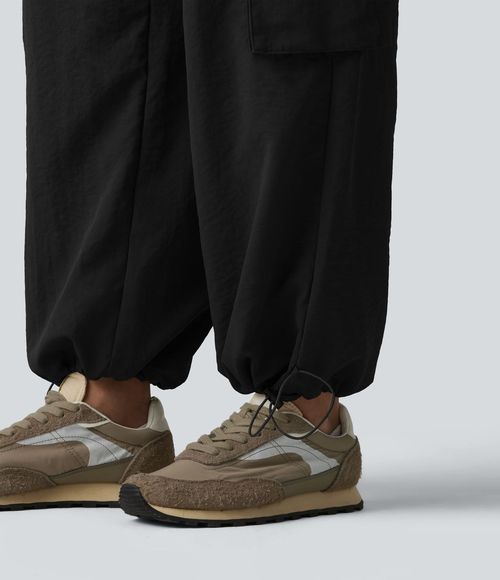 Jogging cargo coupe ballon taille mi-haute avec cordon de serrage et poches