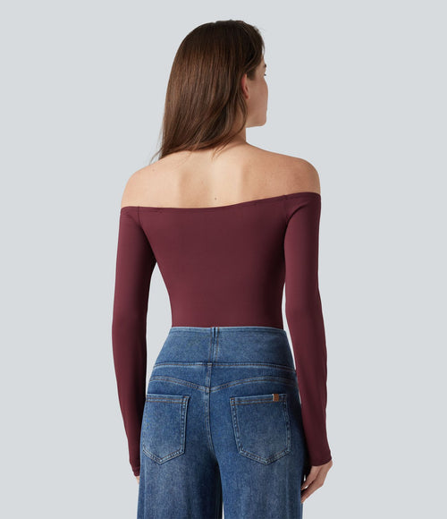 Body casual épaules dénudées à manches longues avec bretelles amovibles et brassière intégrée