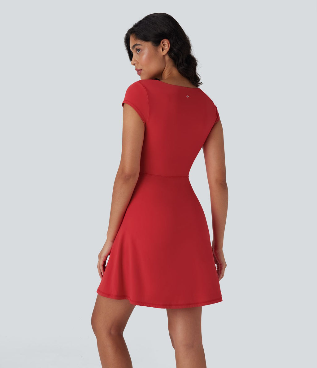 Robe décontractée mini 2-en-1 Softlyzero™ Plush à col carré style corset avec poche