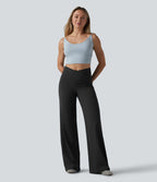Pantalon bootcut casual DayStretch croisé taille haute ventre plat avec poches
