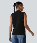 Gilet casual en maille col V boutonné, avec poches