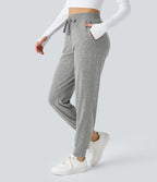 Jogging Yoga Froncé Taille Haute Cordon de Serrage Poche Latérale