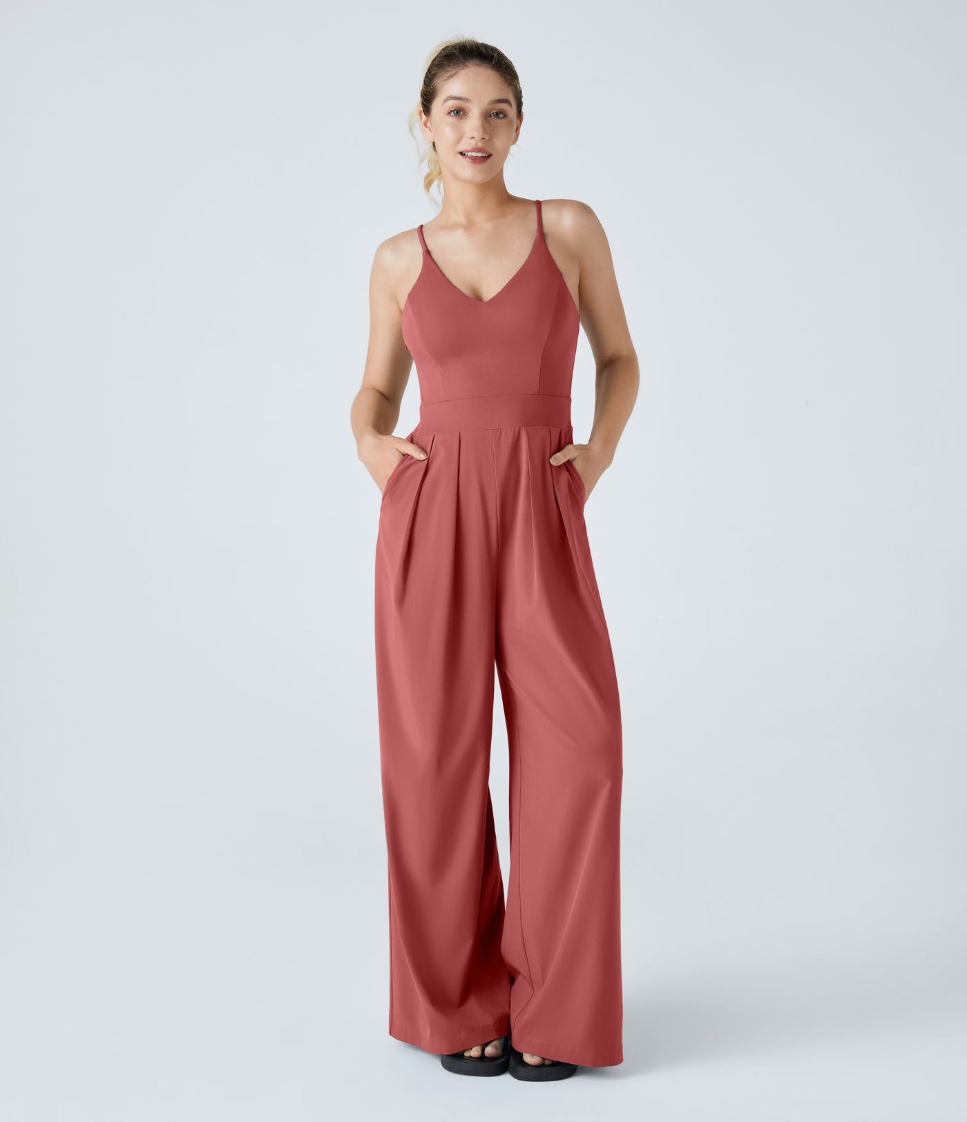 Breezeful™ Combinaison Dos Nu Poche Zippée Invisible Sur le Côté Jambe Large Séchage Rapide