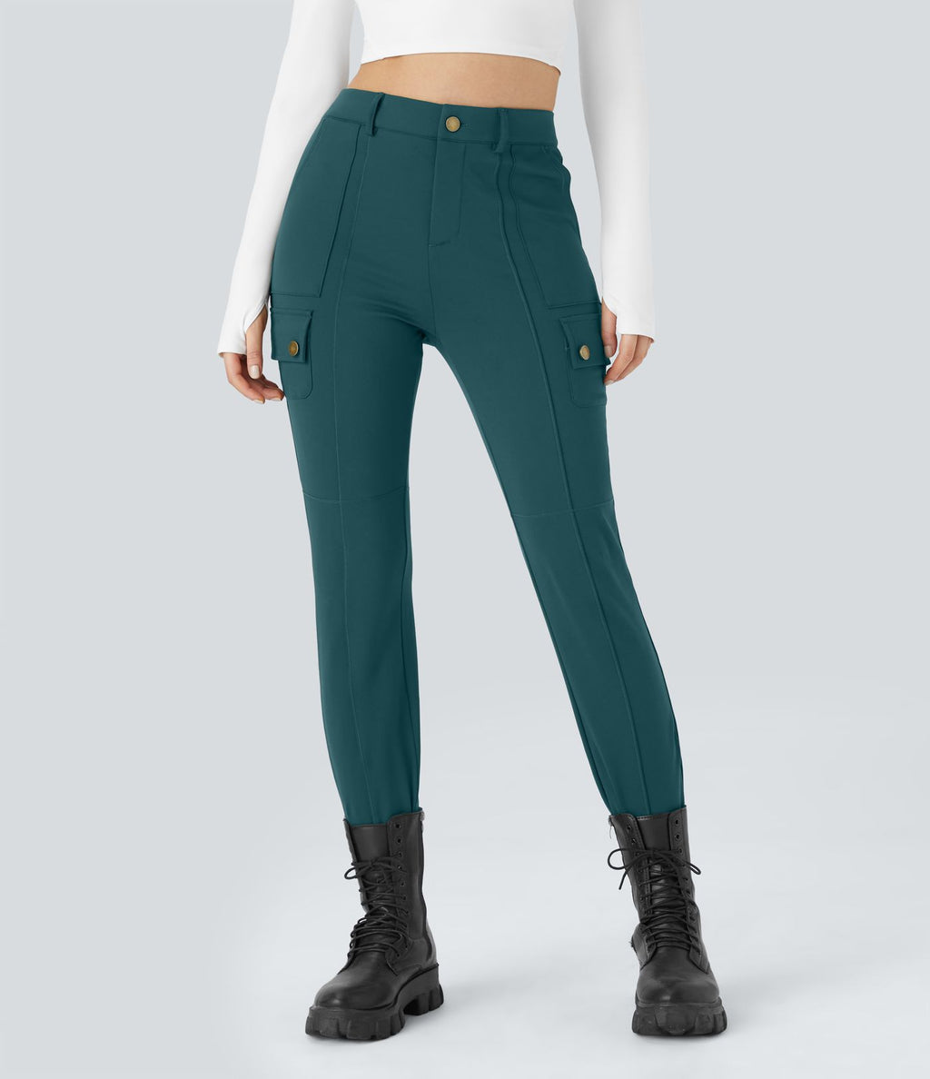 Pantalon cargo ajusté uni taille haute DayStretch avec poches zippées