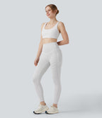 Legging de yoga taille haute gainant à rayures avec poches