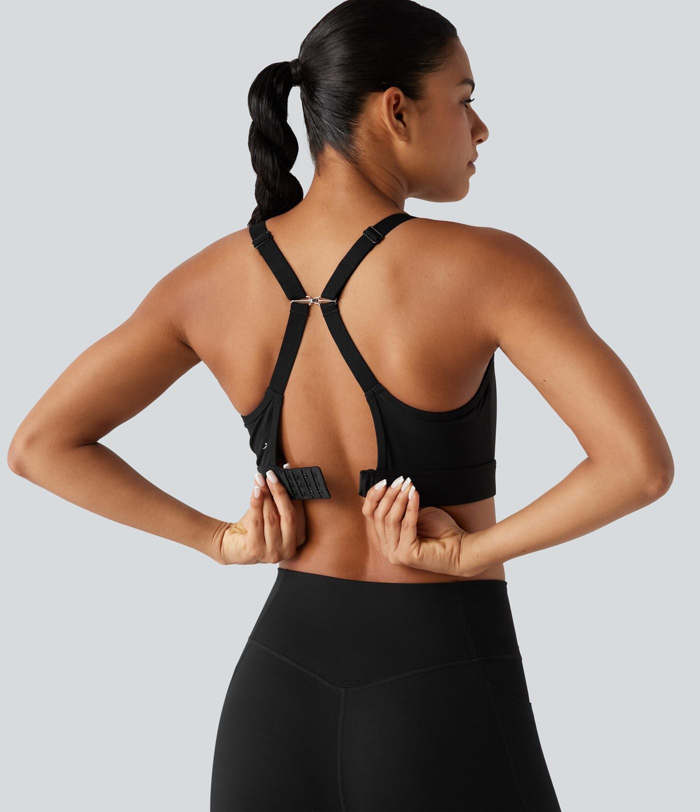 Brassière de sport d'entraînement maintien moyen col U dos nu avec boucle ajustable et [coque moulée 3D]