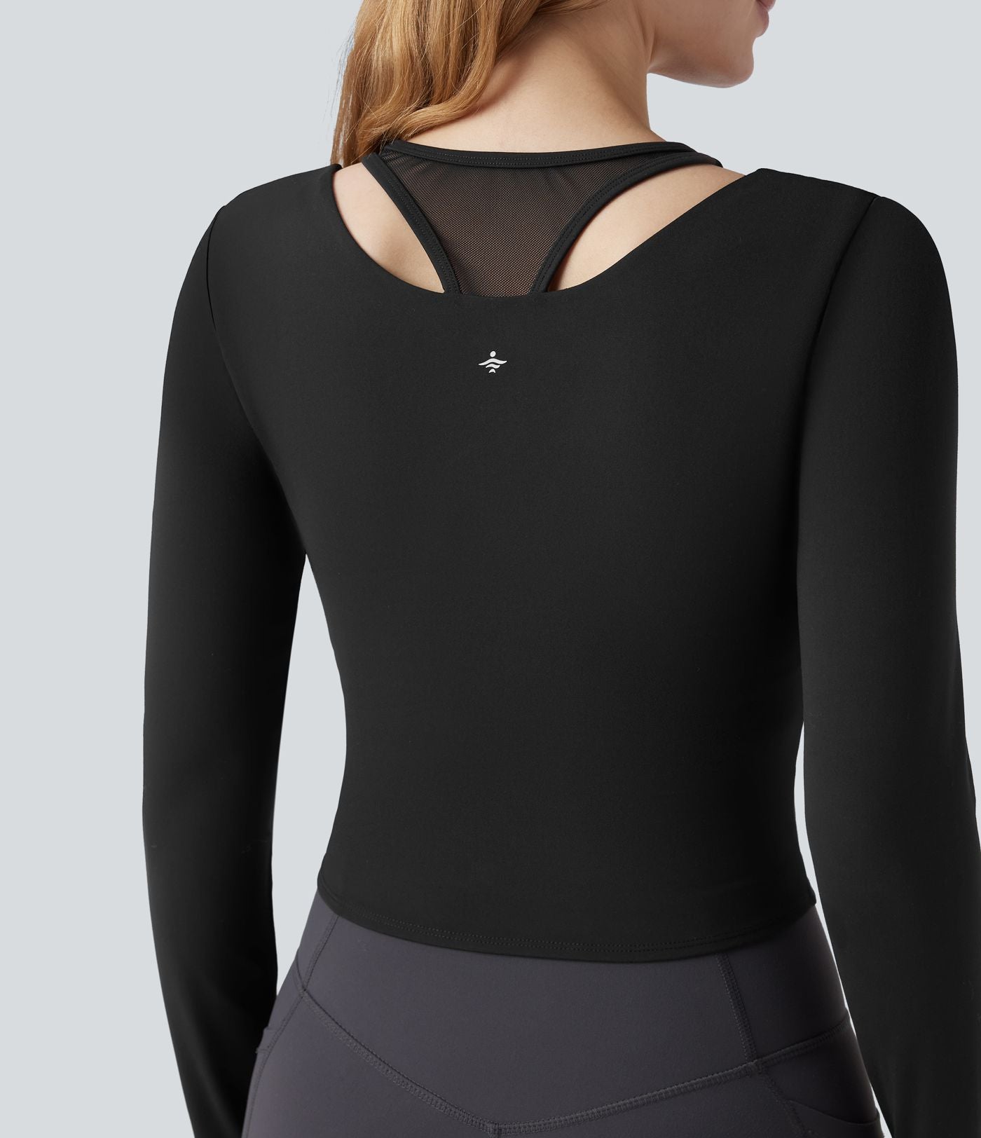 Haut de sport de yoga SoftlyZero™ Plush effet push-up mesh contrastant manches longues