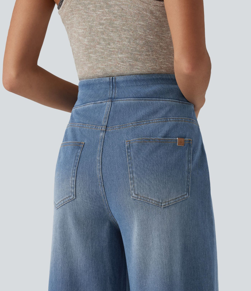 Jean capri ample Halara Flex™ taille haute gainant avec poches