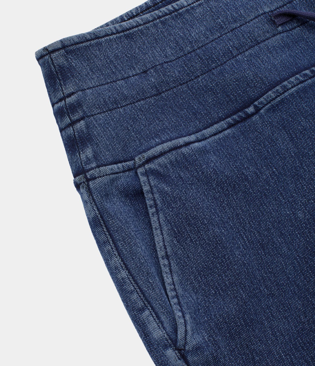 Halara Flex™ Jean Casual Taille Haute avec Cordon de Serrage et Poches Latérales en Tricot Extensible Lavé
