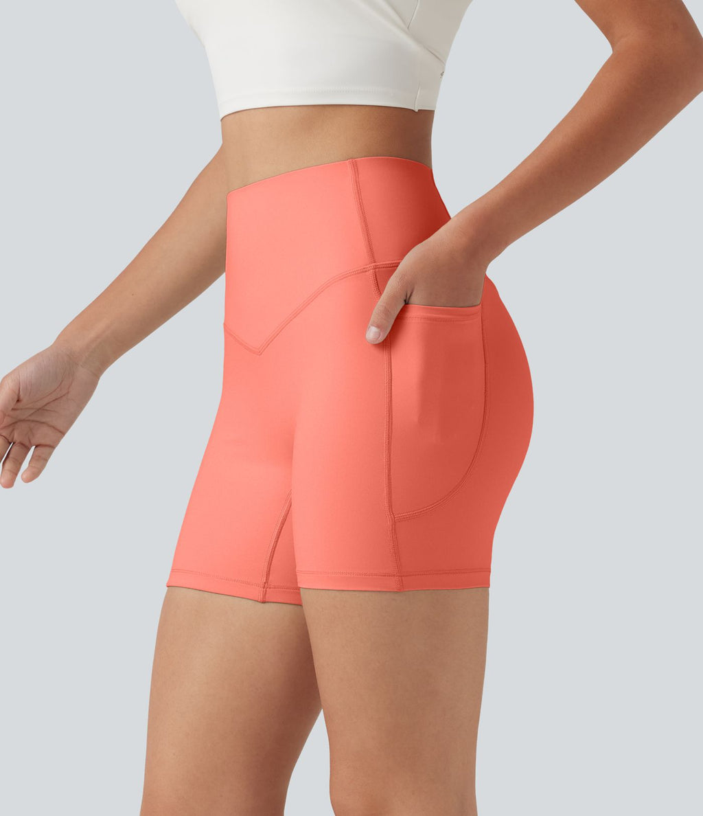 Short biker Halara UltraSculpt™ taille haute effet ventre plat avec poches, 12,5 cm