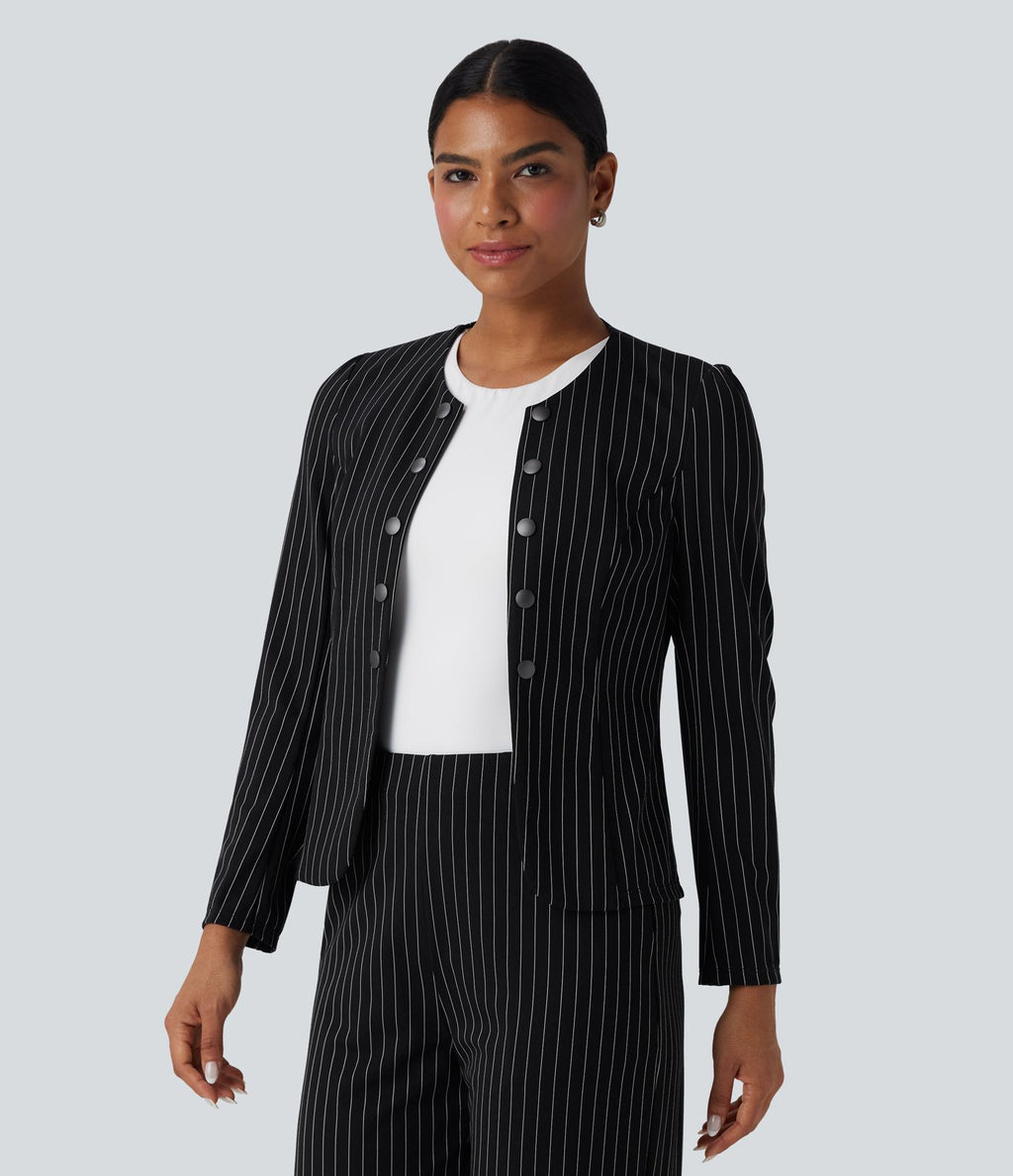 Blazer travail ouvert col rond manches longues