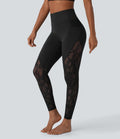 Legging de yoga 7/8 Softlyzero™ taille haute avec dentelle contrastée et poches latérales-UPF50+