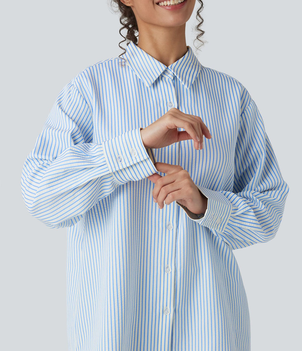 Chemise tailleur oversize manches longues à rayures