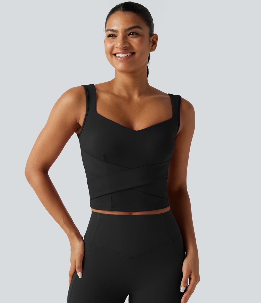 Débardeur de course SoftlyZero™ Airy col cœur croisé brassière intégrée effet frais InstantCool, protection solaire UPF50+