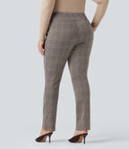 Pantalon tailleur skinny Halara Flex™ grande taille taille haute pied-de-poule à carreaux avec poches