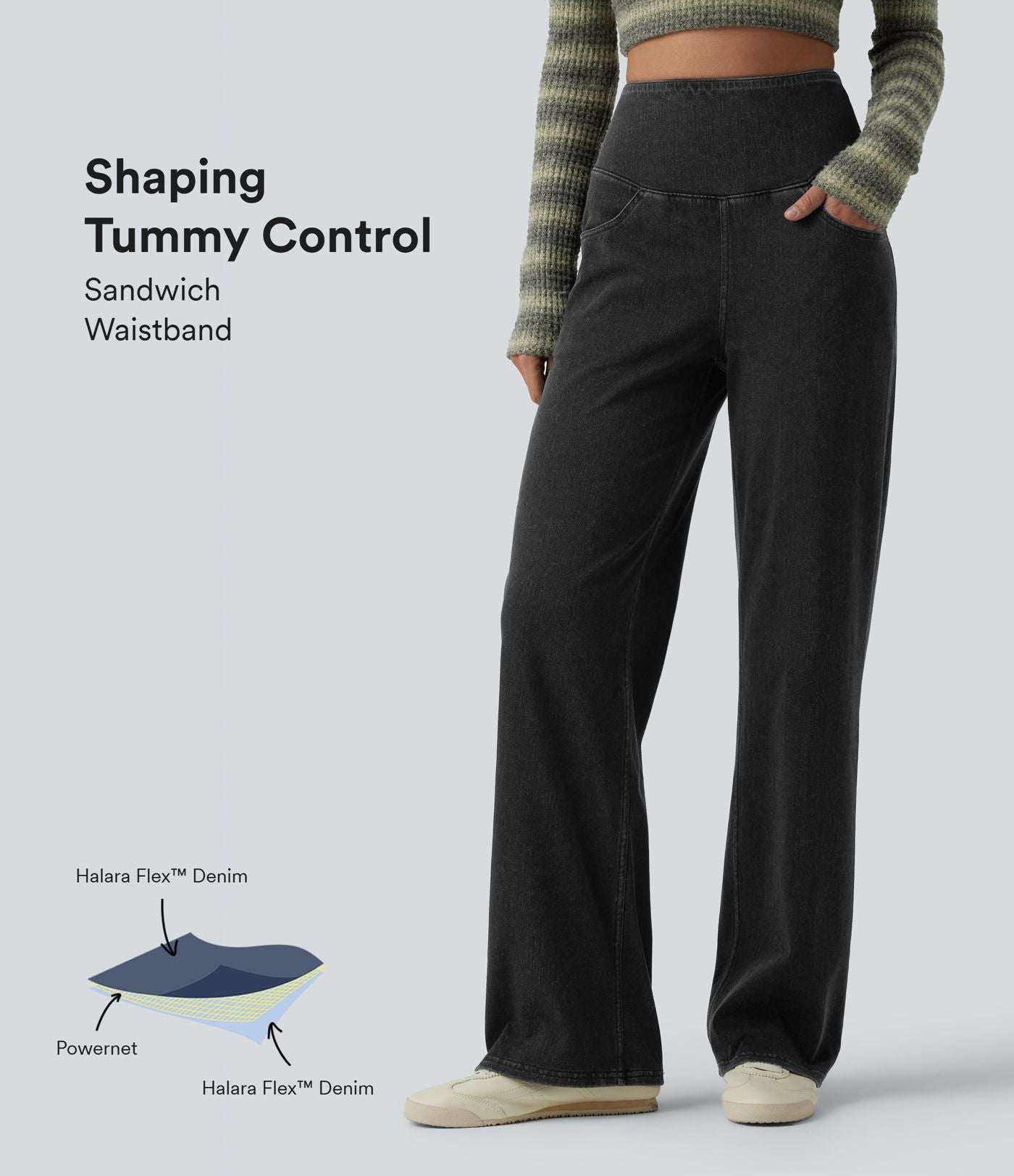 Jean Halara Flex™ taille haute gainant coupe droite décontracté avec poches