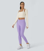 Softlyzero™ Plush Top Sport Yoga Manches Longues Trou pour le Pouce Dos Nu Col Halter