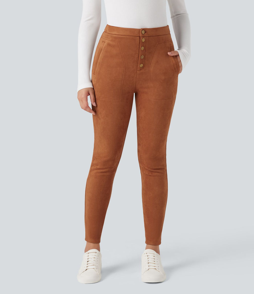 Legging suédine taille haute avec poches
