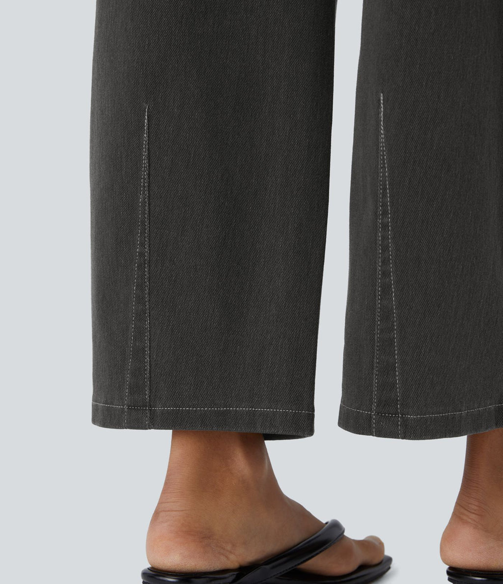 Jean Barrel 7/8 décontracté taille mi-haute avec poches Halara Flex™