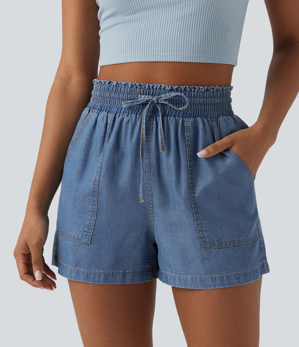 Jean large casual taille mi-haute en lyocell avec poches