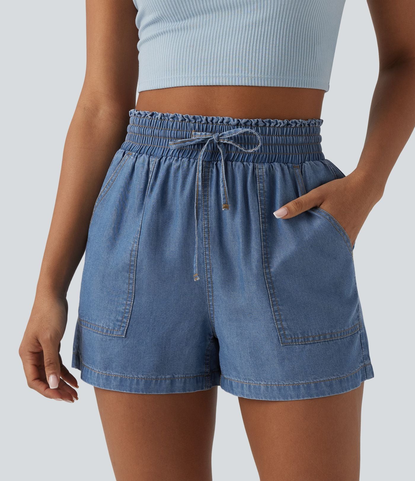 Jean large casual taille mi-haute en lyocell avec poches