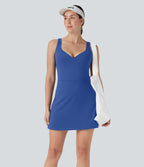Robe active de yoga 2-en-1 Softlyzero™ Plush avec bretelles ajustables, armatures push-up, dos nu et poches-Easy Peasy