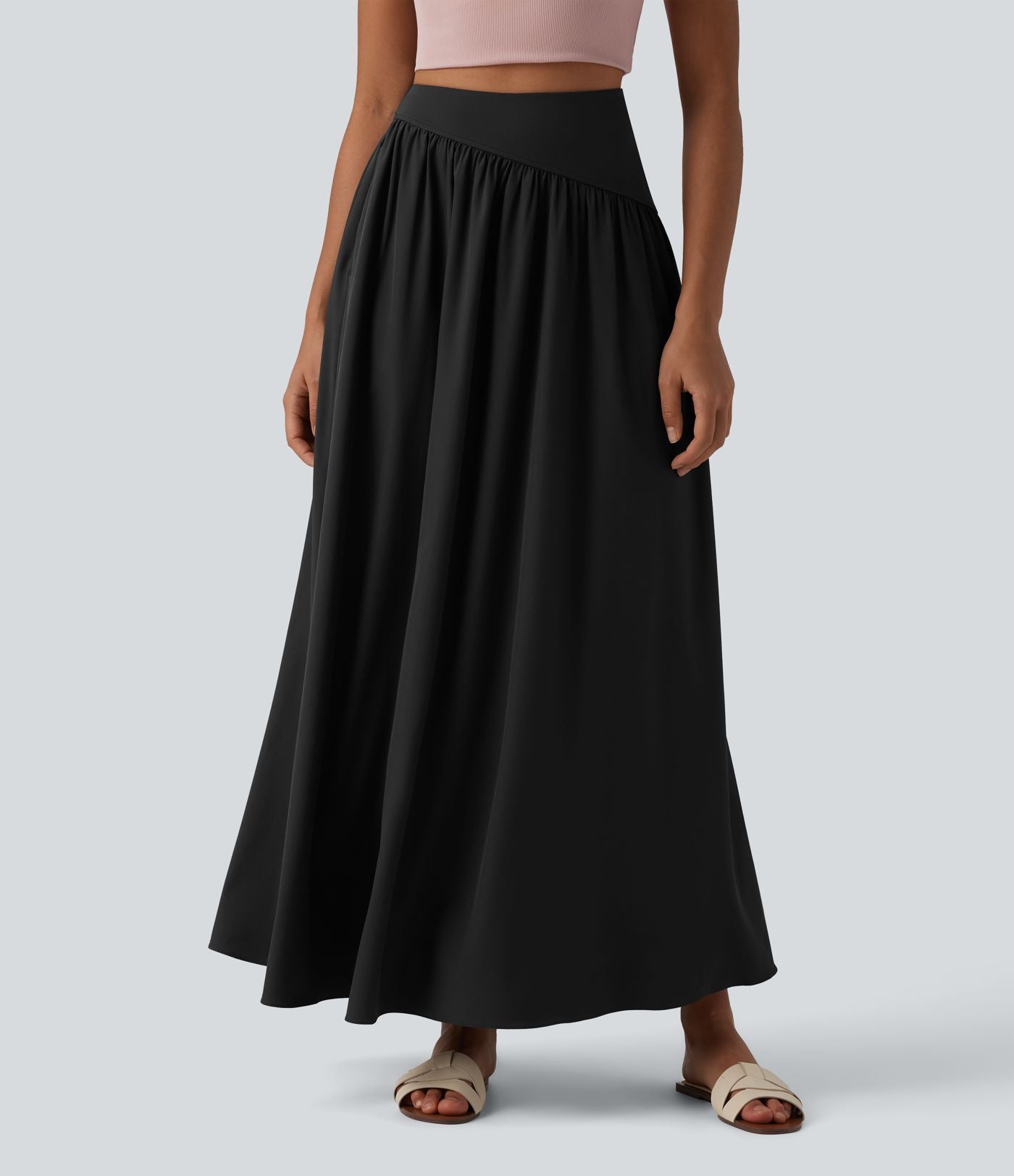 Breezeful™ Jupe maxi décontractée fluide taille haute à séchage rapide avec poches
