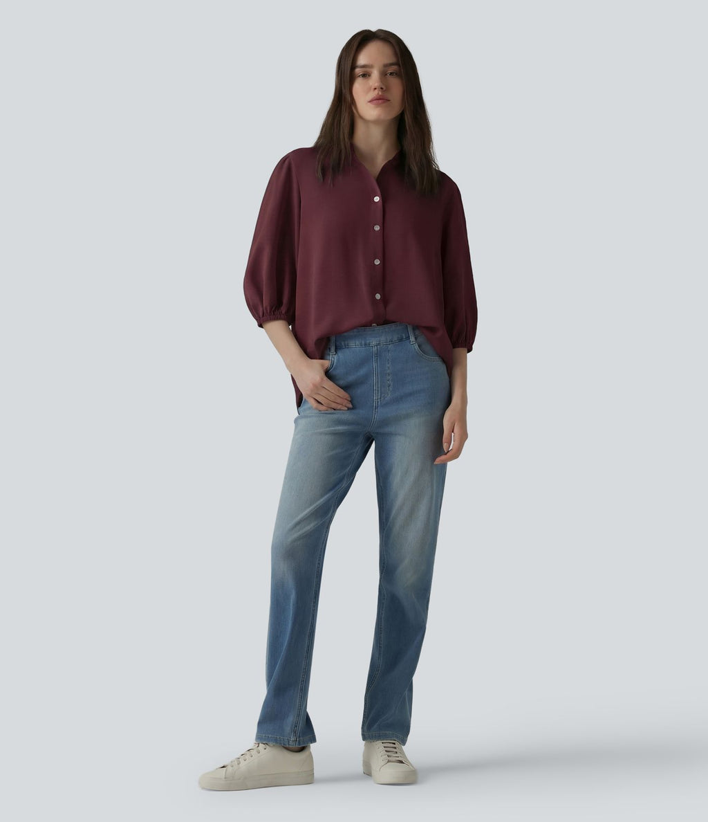 Chemise décontractée manches 3/4 bouffantes