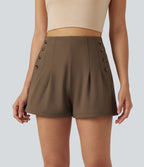 Short baggy taille haute DayStretch avec boutons décoratifs et poches, 7,5 cm