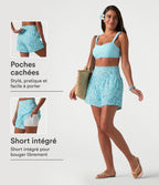 Short taille haute 2 en 1 à motif coquillage 12,5 cm avec poches