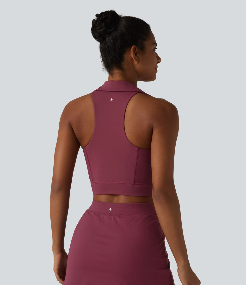 Débardeur de yoga SoftlyZero™ Airy court col V, brassière intégrée, dos nageur, ourlet croisé, à effet frais InstantCool