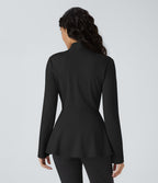 Veste péplum de travail col en V avec un bouton