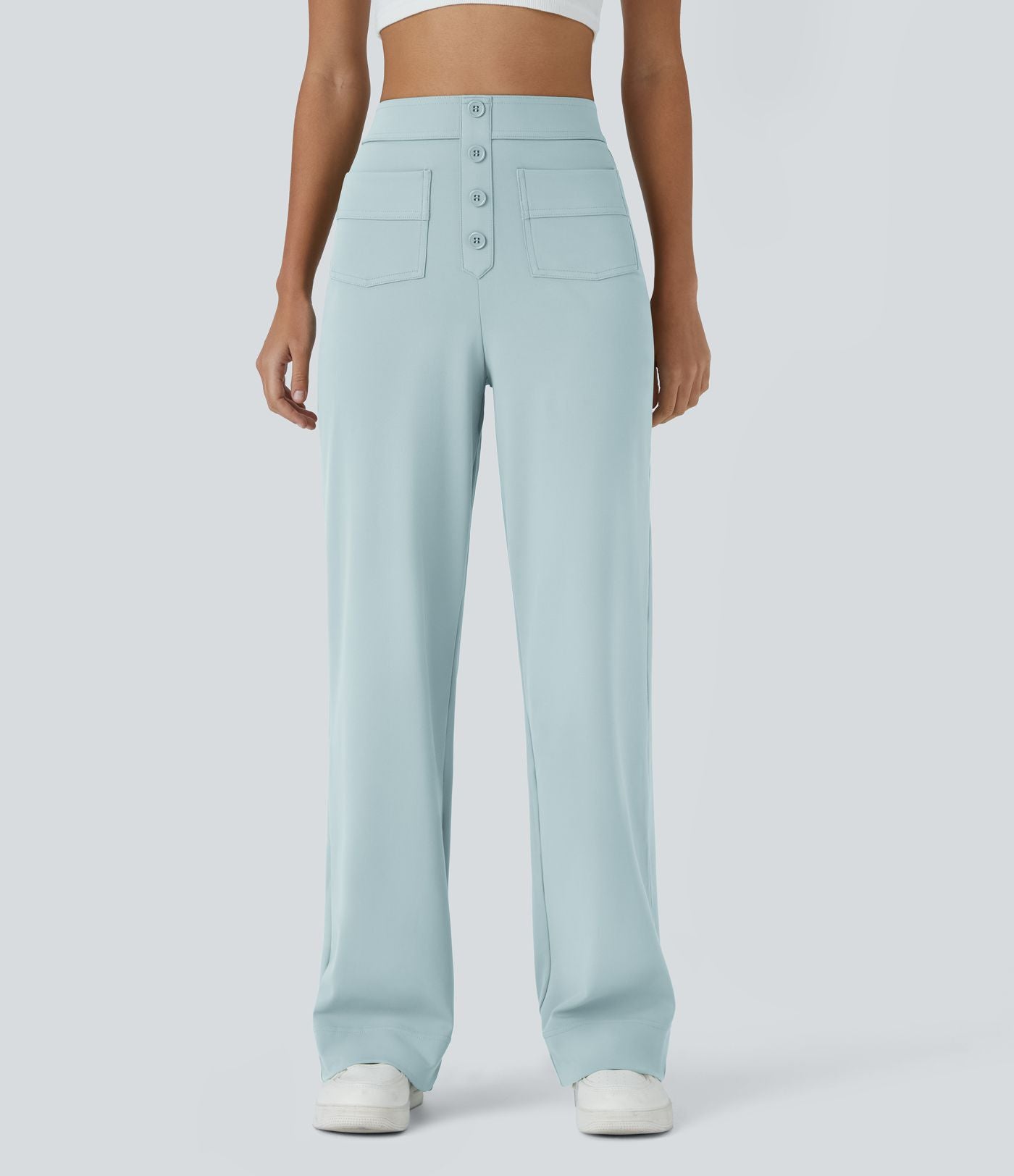 Pantalon taille haute coupe droite DayStretch avec poches