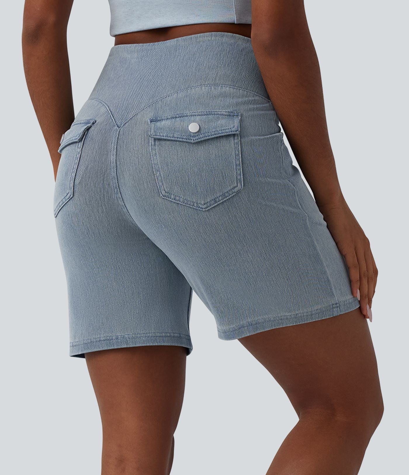 Short en jean Halara Flex™ casual gainant taille haute 17,5 cm avec poches