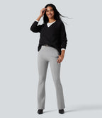 Pantalon tailleur évasé taille haute avec poches
