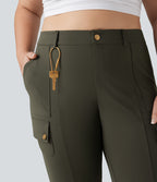 Pantalon cargo grande taille pedal pusher ajusté taille haute DayStretch avec poches