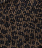 Pantalon léopard velours côtelé imprimé coupe droite mop taille haute avec poches