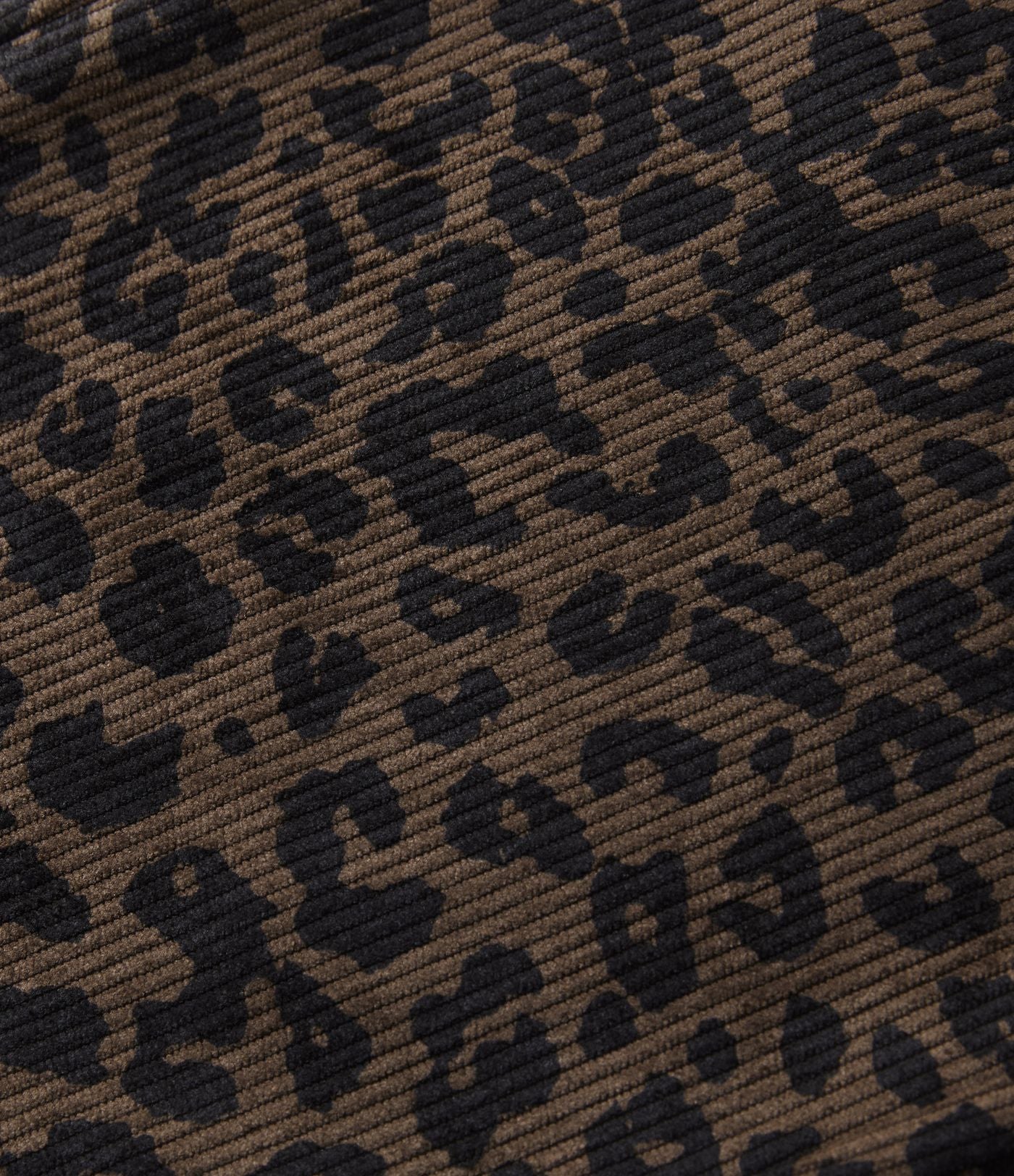 Pantalon léopard velours côtelé imprimé coupe droite mop taille haute avec poches