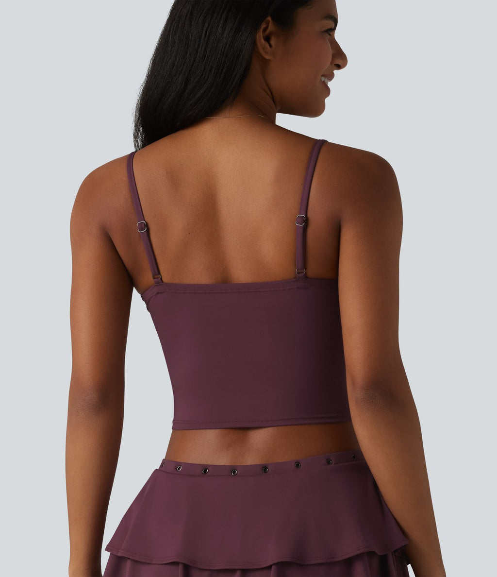 Débardeur court décontracté SoftlyZero™ à bretelles ajustables et œillets, avec brassière intégrée et effet frais InstantCool