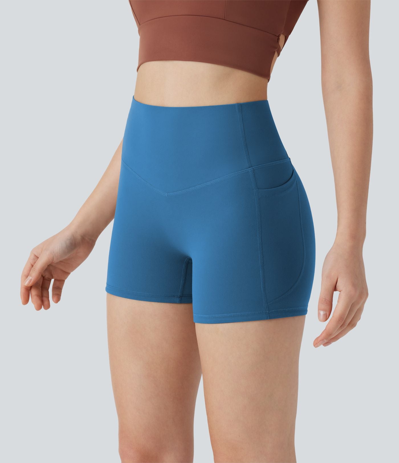 Short cycliste 7,5 cm d'entraînement gainant taille haute avec poches Halara UltraSculpt™