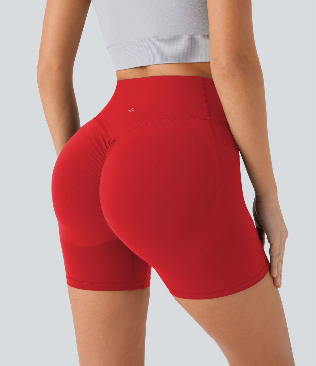 Short cycliste 12,5 cm d'entraînement gainant galbant taille haute avec effet scrunch et poches Halara UltraSculpt™