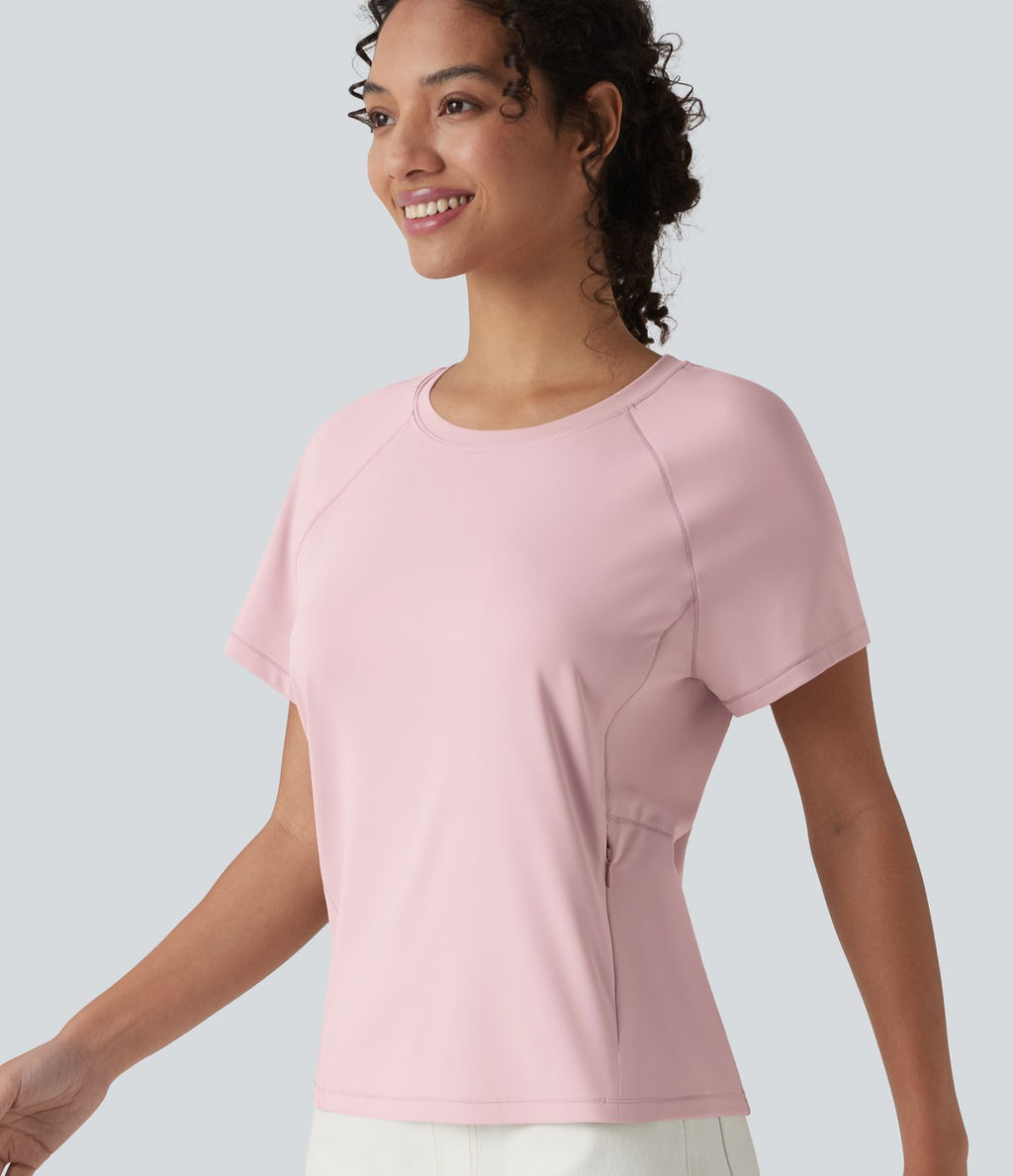 T-shirt casual col rond manches courtes avec poche