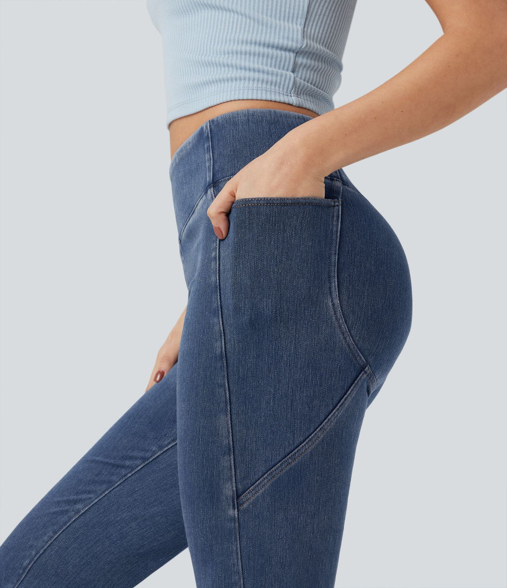 Jean décontracté à coupe bootcut gainant taille haute avec poches Halara Flex™