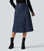 Jupe en jean midi casual Halara Flex™ taille mi-haute avec poches
