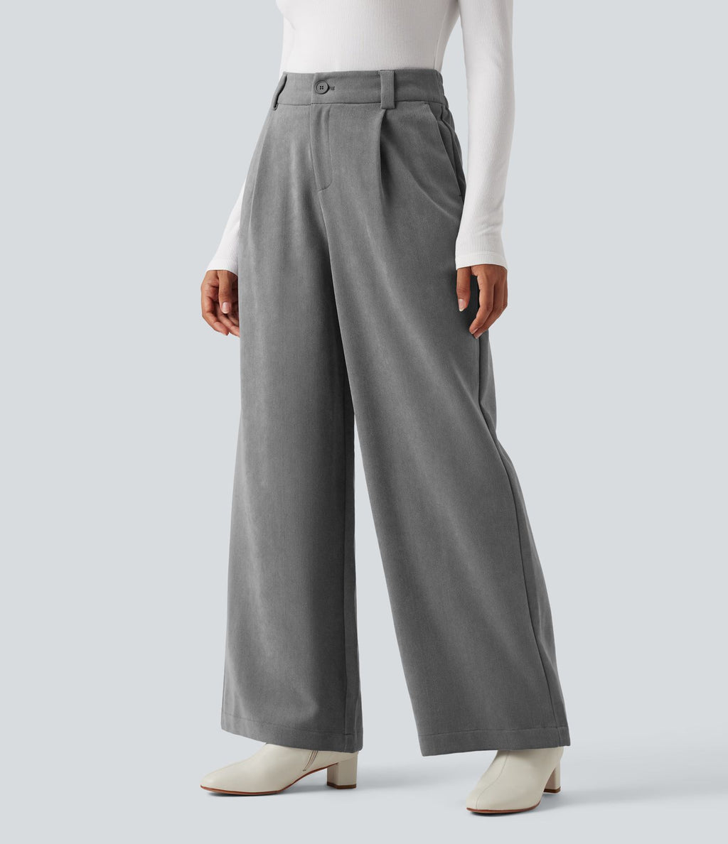 Pantalon tailleur baggy taille haute avec poches